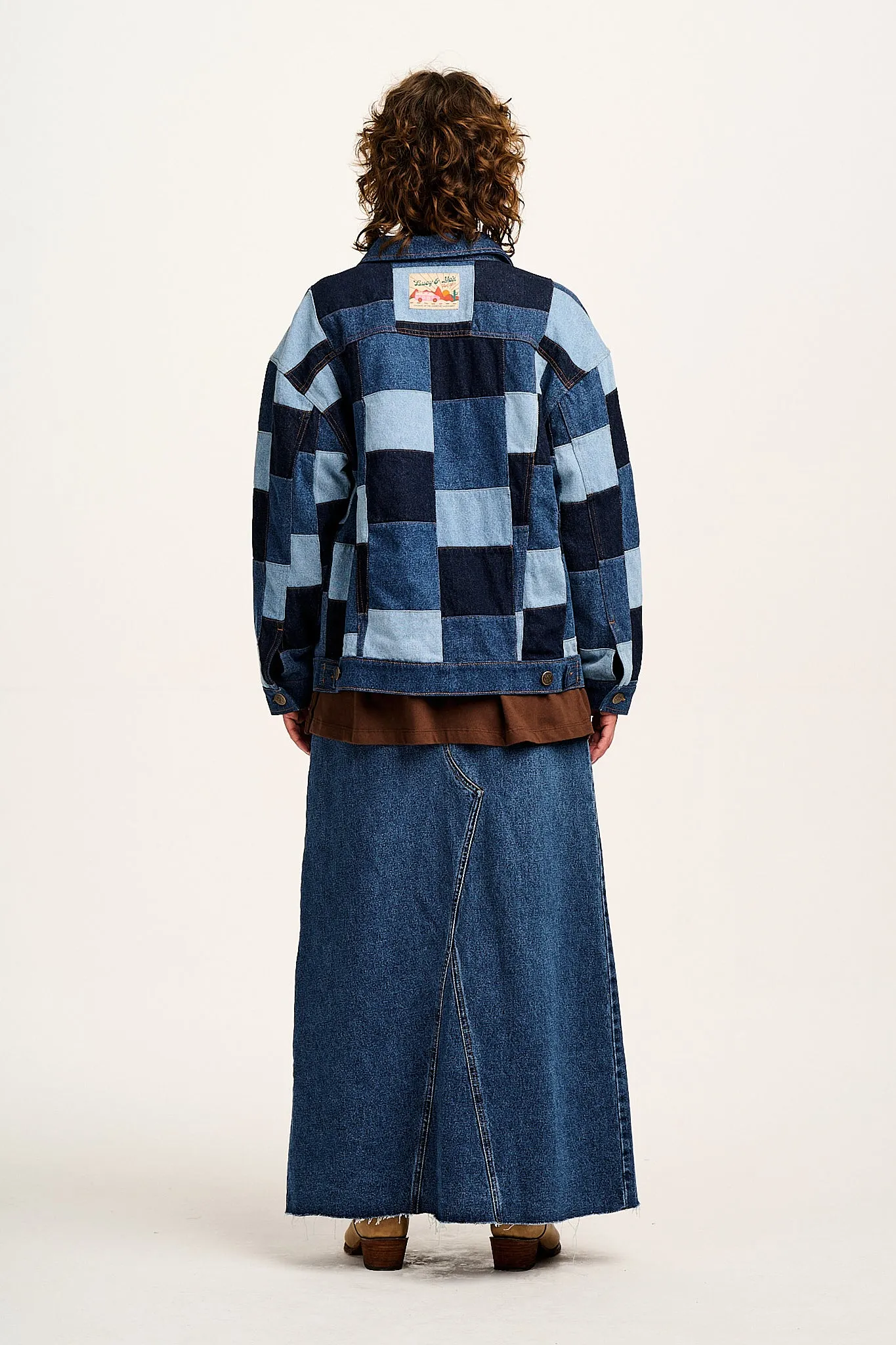 Callaway - Trucker Denim Jacket in Paige Patchwork Print sold by Lucy & Yak product image thumbnail 5