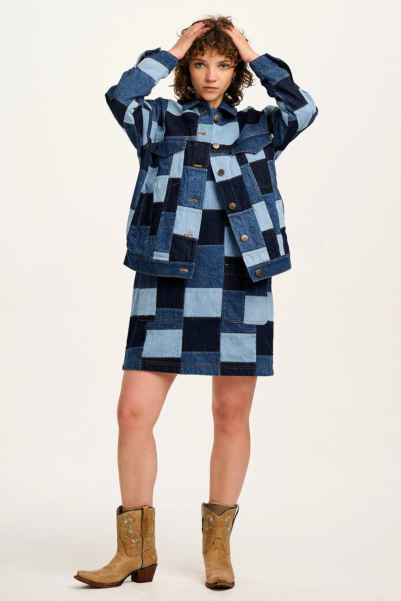 Callaway - Trucker Denim Jacket in Paige Patchwork Print sold by Lucy & Yak product image thumbnail 2