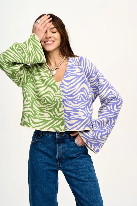 Robyn - V-Neck Cotton Cardigan in Zendaya Print sold by Lucy & Yak
