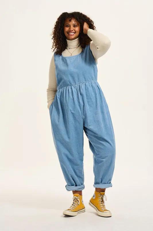 Bowie - Sleeveless Corduroy Jumpsuit in Powder Blue sold by Lucy & Yak