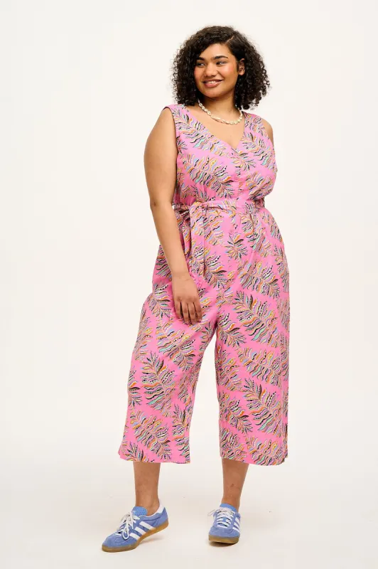 L.E. Finn - V-Neck Cotton & Linen Jumpsuit in Artist Print by Tara Khorzad sold by Lucy & Yak