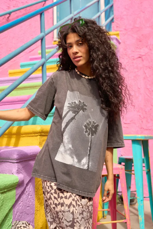 Benny - Oversized Cotton Tee in Malibu Print sold by Lucy & Yak