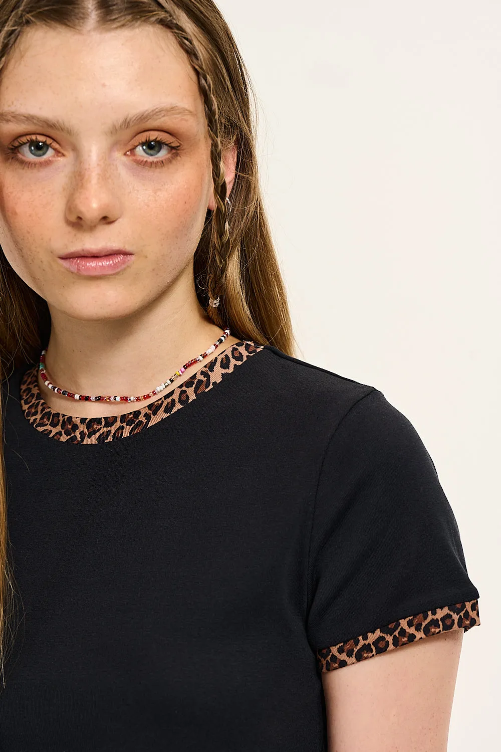 Maya - Cotton Tee in Black Leopard Print sold by Lucy & Yak product image thumbnail 3