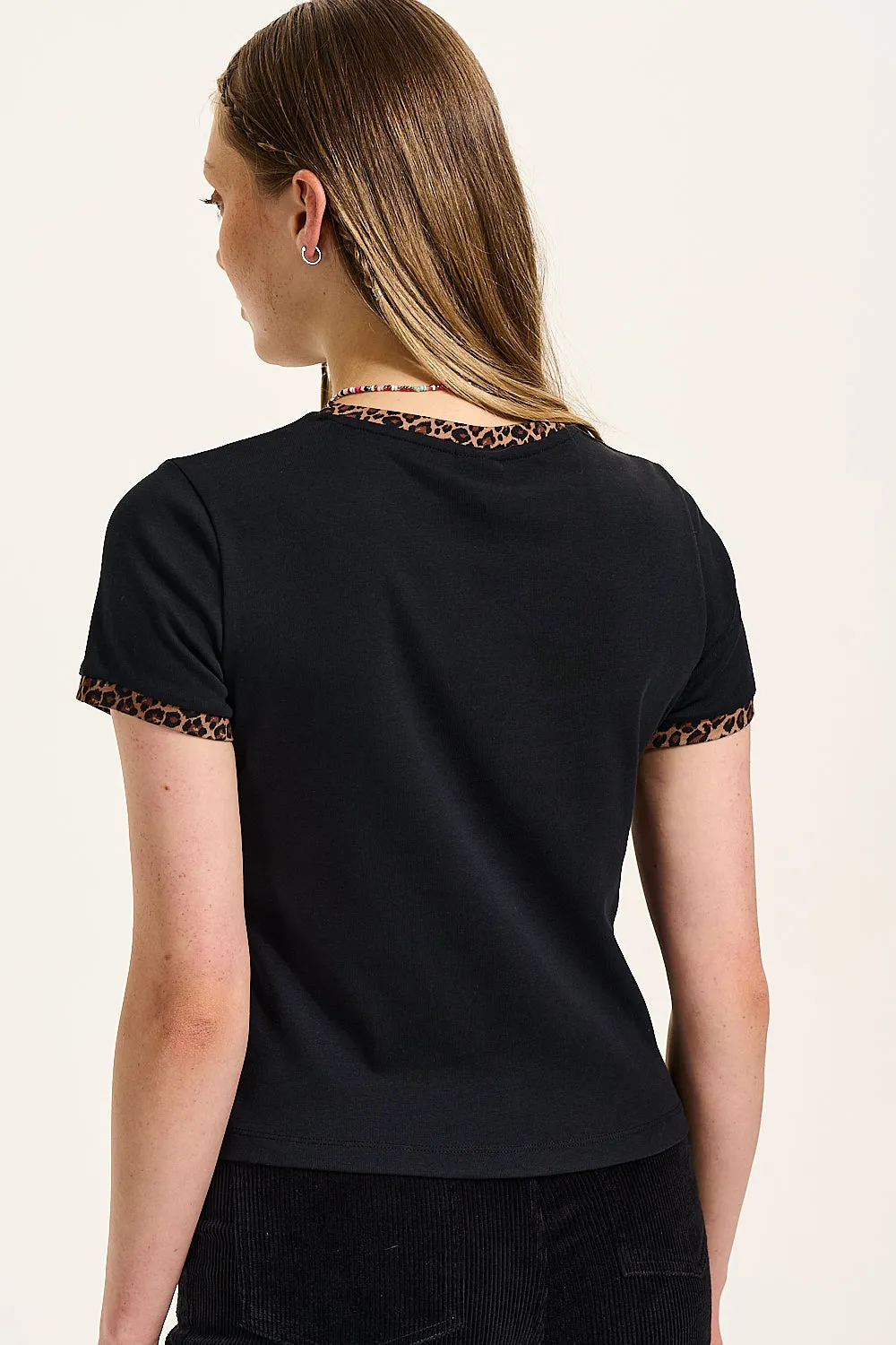 Maya - Cotton Tee in Black Leopard Print sold by Lucy & Yak product image thumbnail 4