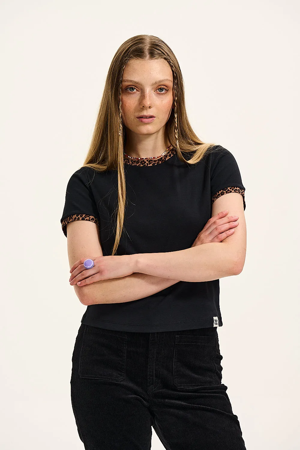 Maya - Cotton Tee in Black Leopard Print sold by Lucy & Yak product image thumbnail 2