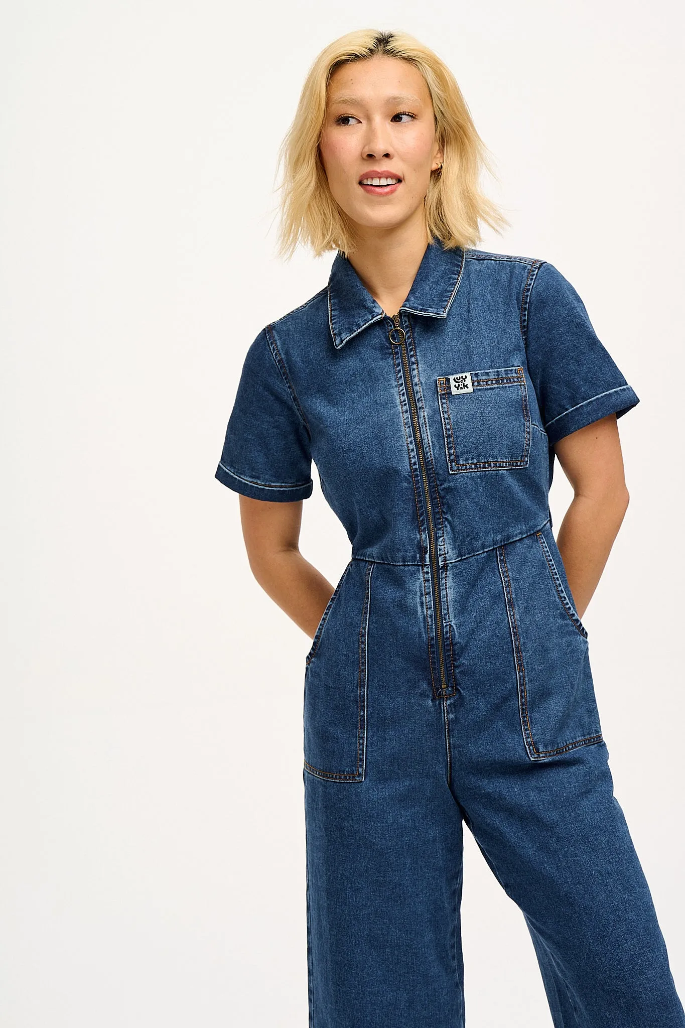 Ragan - Denim Jumpsuit in Mid Wash Blue sold by Lucy & Yak product image thumbnail 3