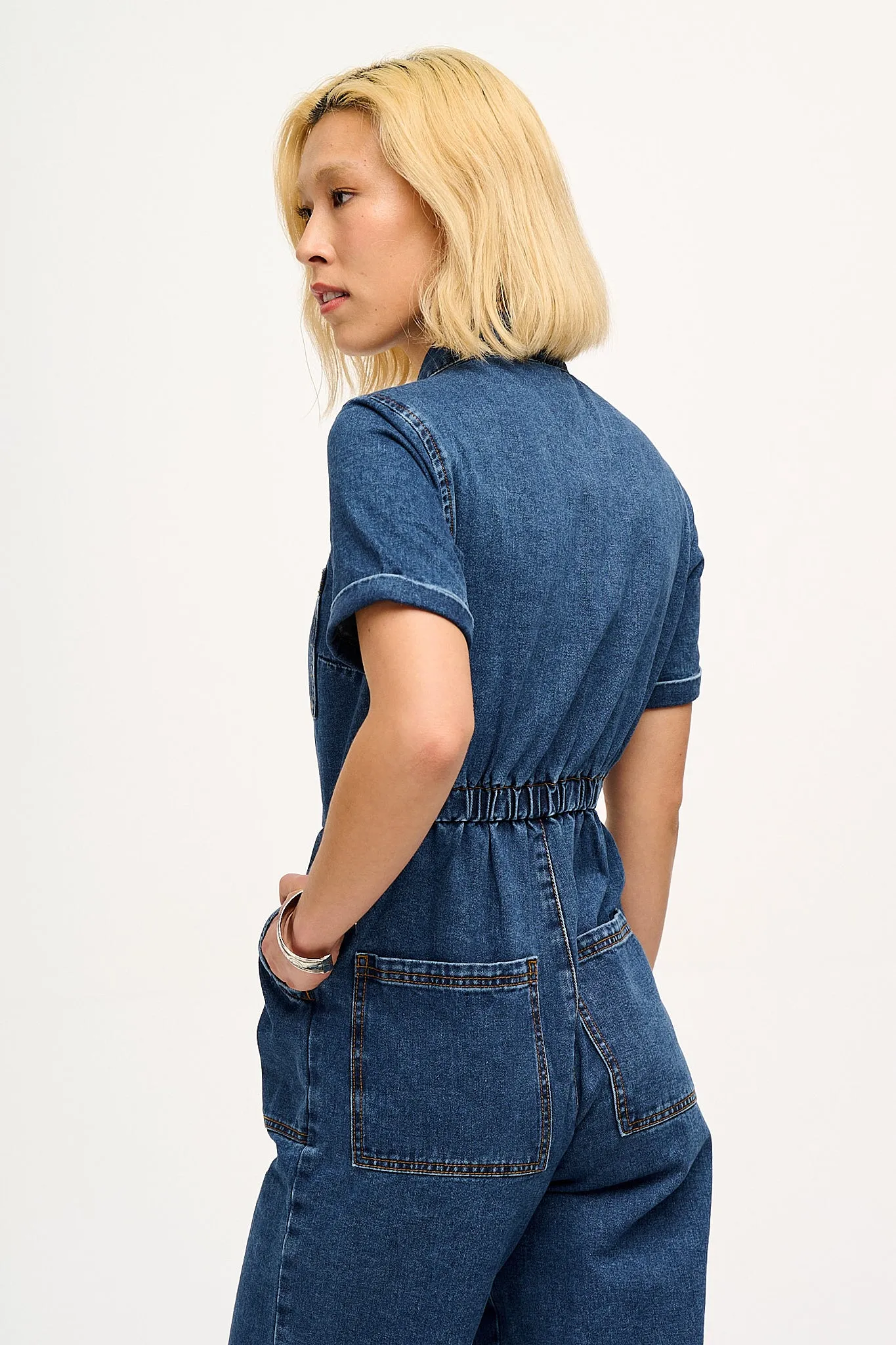 Ragan - Denim Jumpsuit in Mid Wash Blue sold by Lucy & Yak product image thumbnail 5