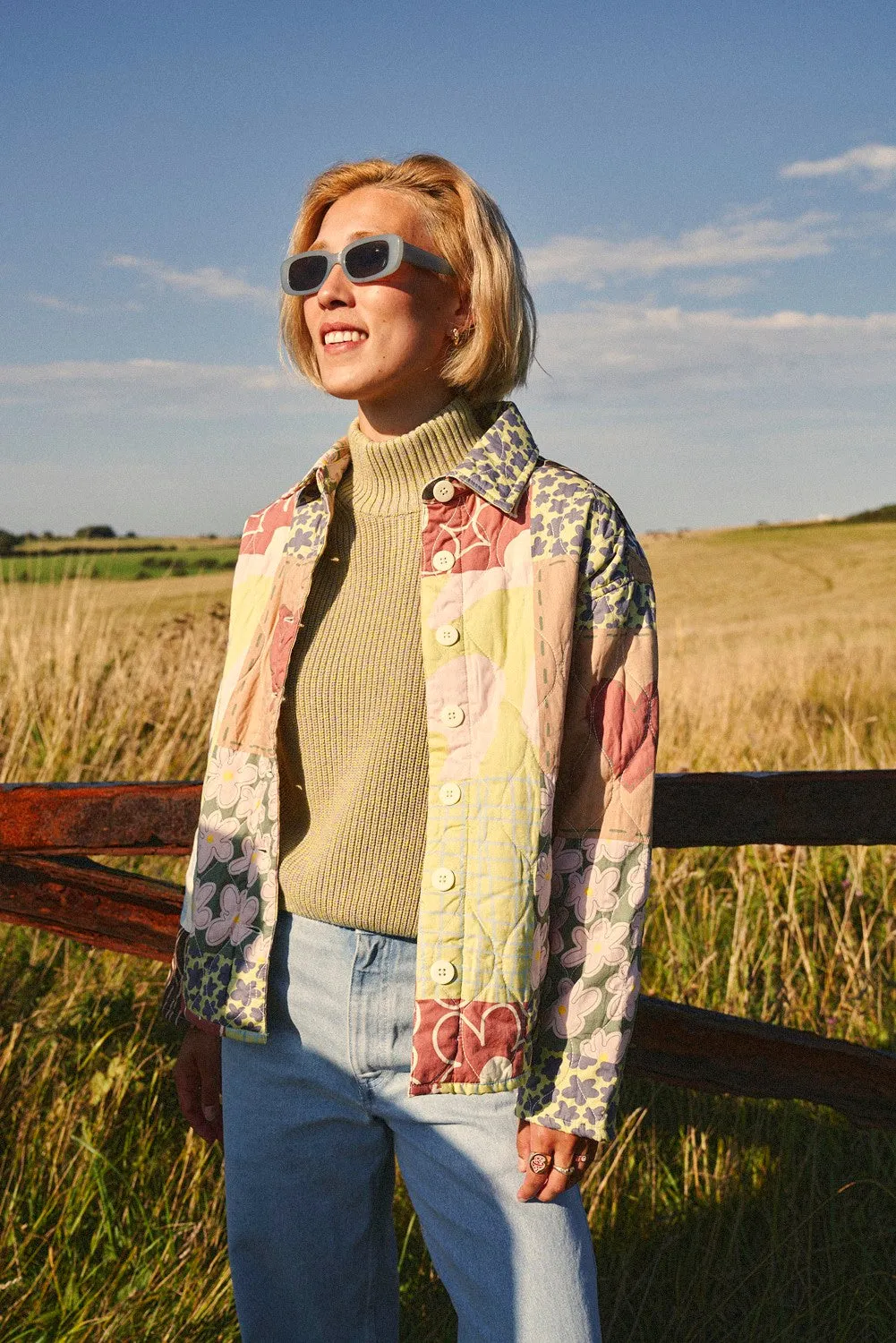 Sylvie - Quilted Cotton Jacket in Lori Print sold by Lucy & Yak