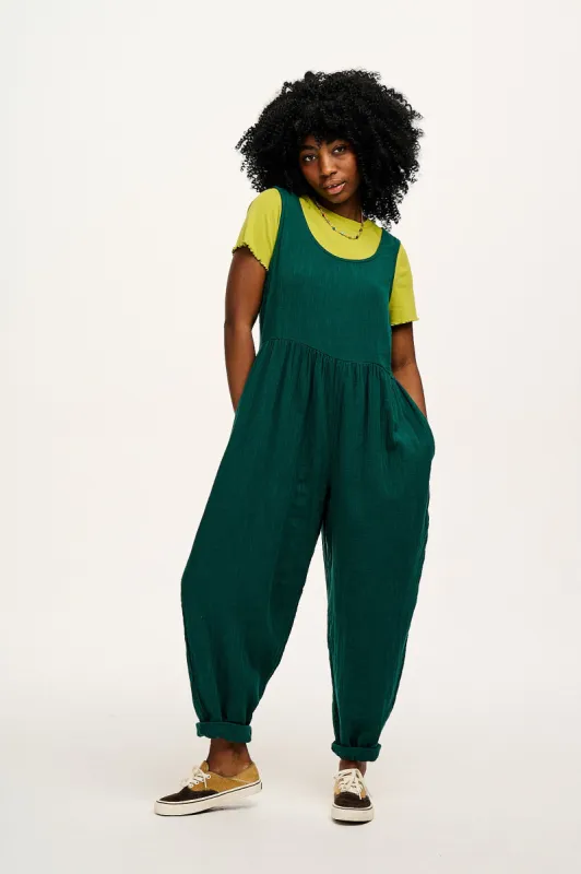 Bowie - Sleeveless Cotton Jumpsuit in Emerald Green sold by Lucy & Yak