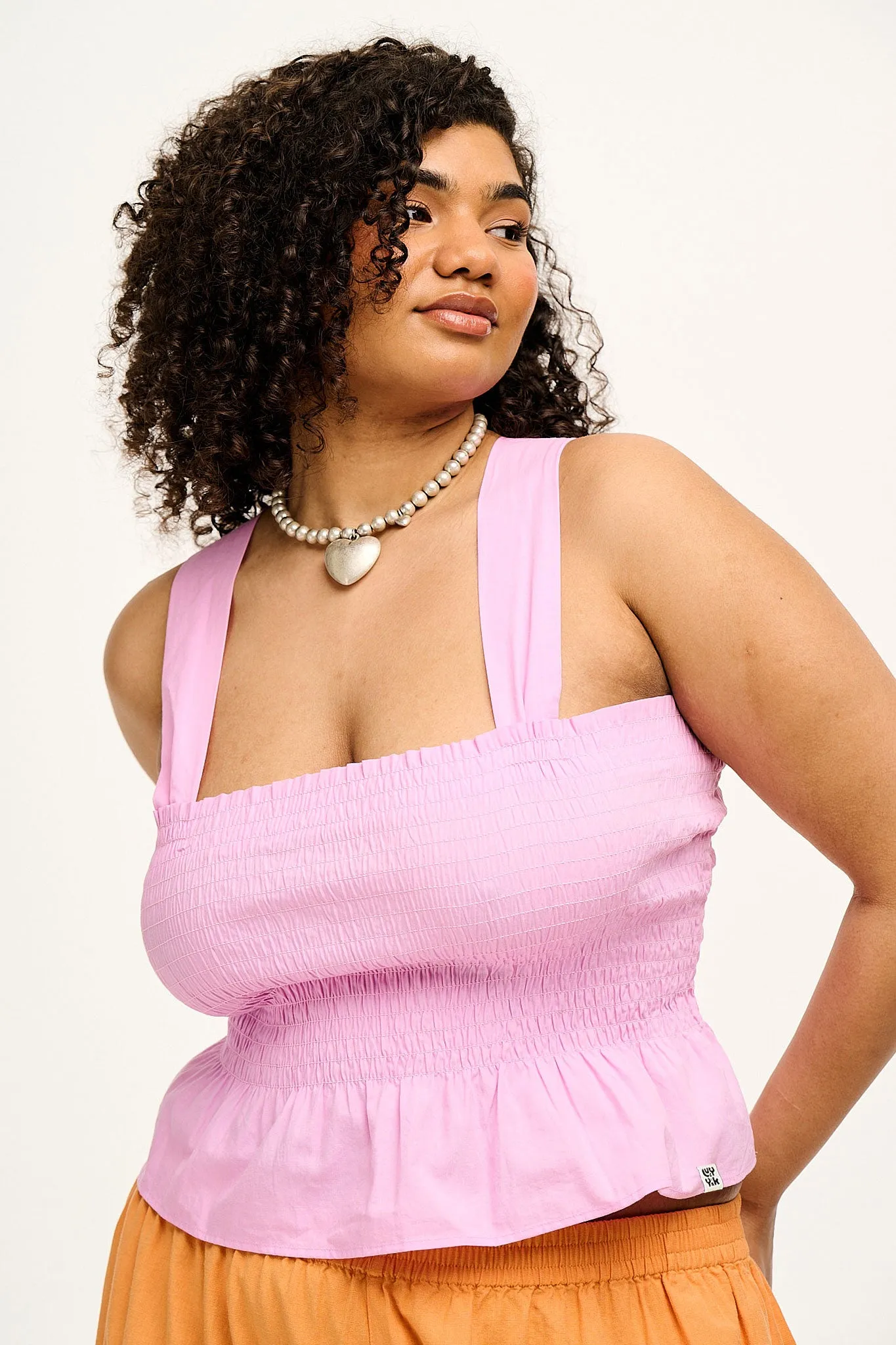 Daisy - Shirred Cotton Top in Pastel Pink | Parallel