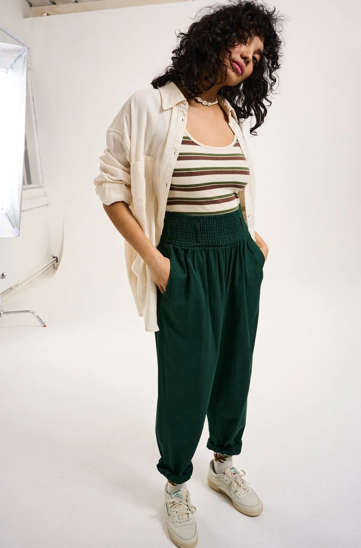 Alexa - Cotton Trousers in Posy Green sold by Lucy & Yak product image thumbnail 5