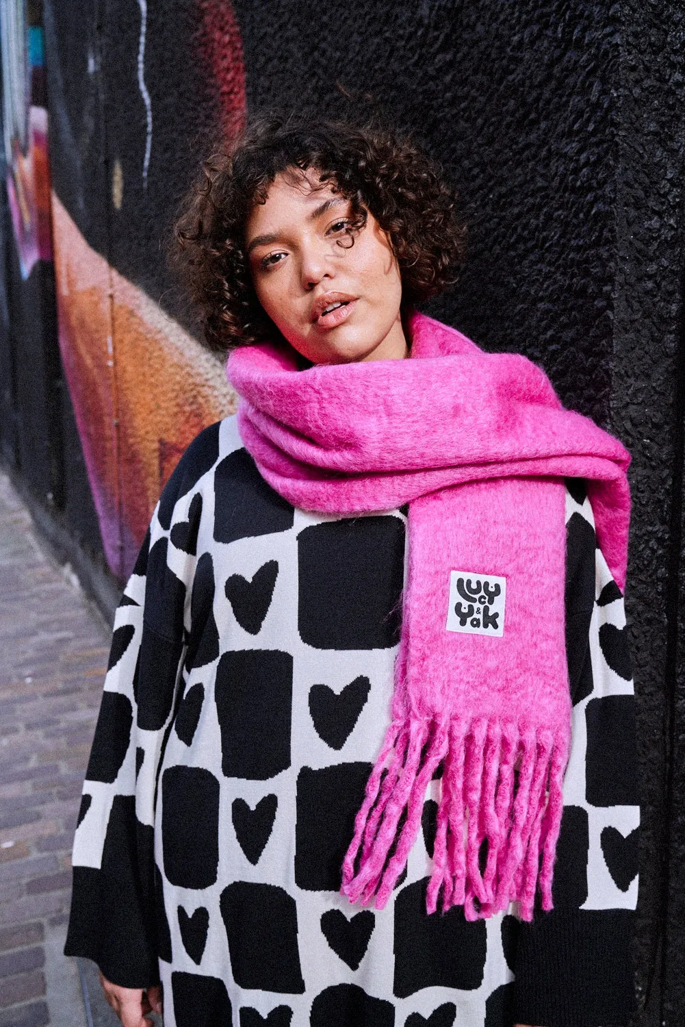 Rowan - Super Soft Scarf in Power Pink sold by Lucy & Yak product image thumbnail 4