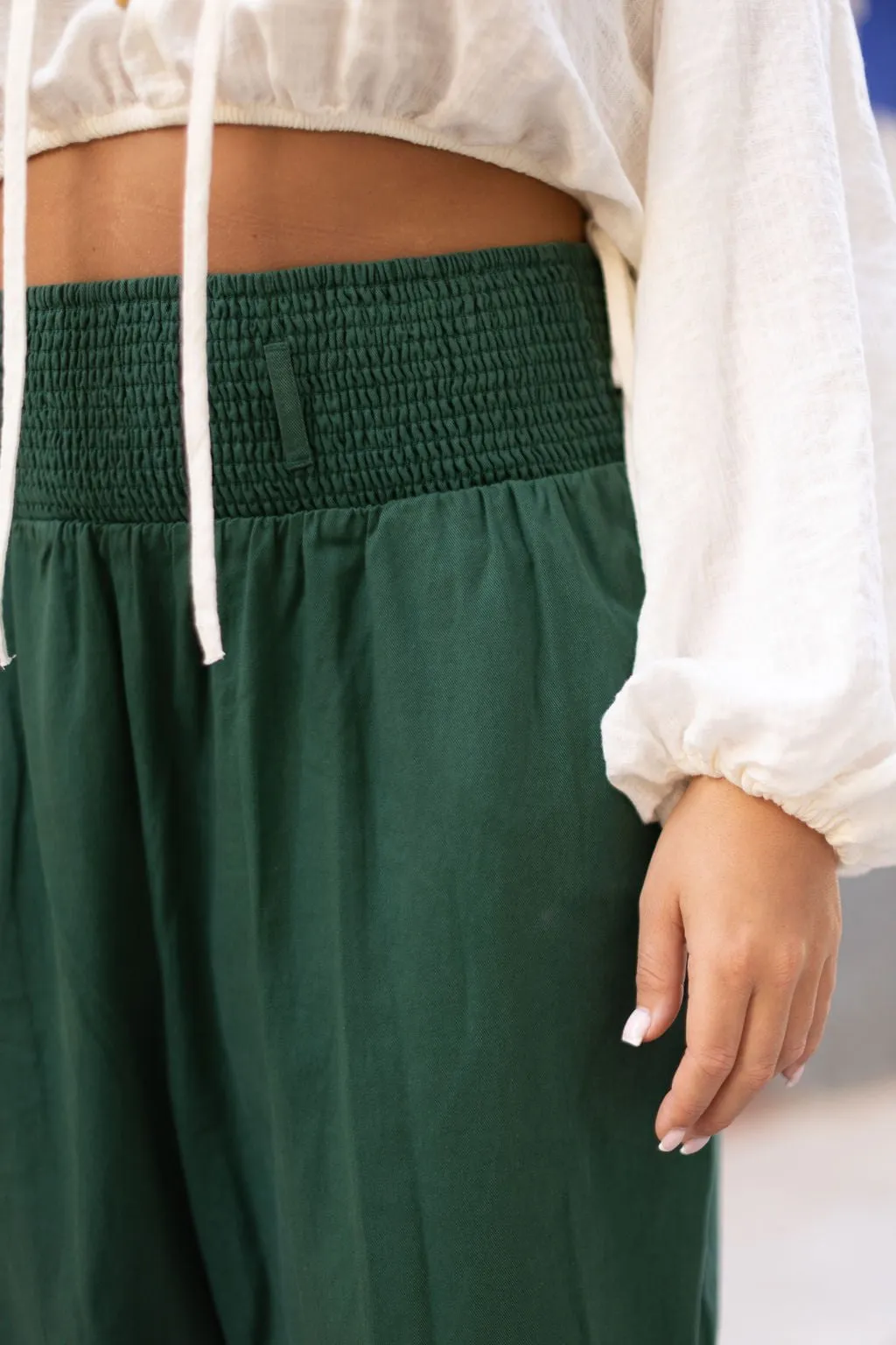 Alexa - Cotton Trousers in Posy Green sold by Lucy & Yak product image thumbnail 4