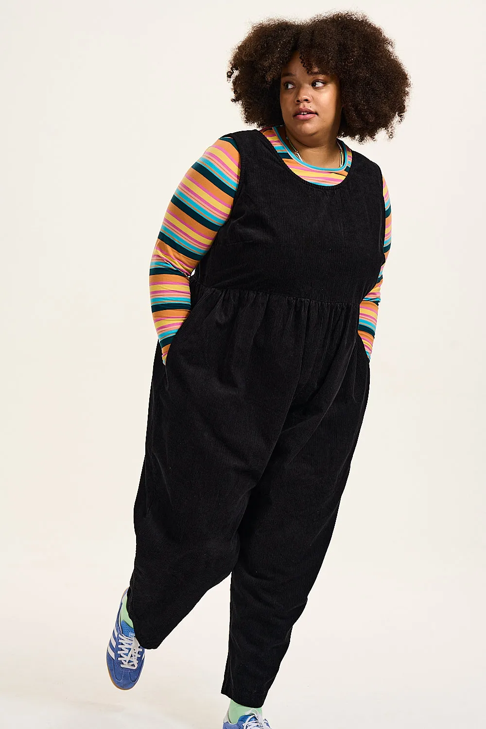 Bowie - Sleeveless Corduroy Jumpsuit in Black sold by Lucy & Yak product image thumbnail 2