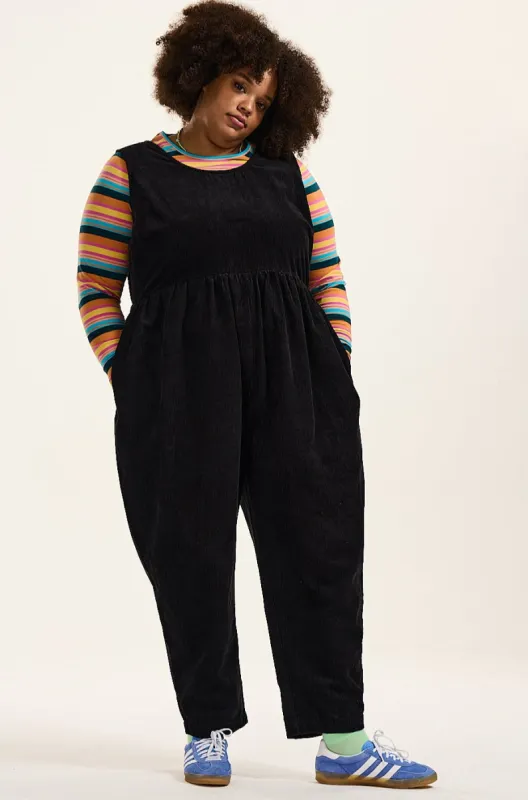 Bowie - Sleeveless Corduroy Jumpsuit in Black sold by Lucy & Yak