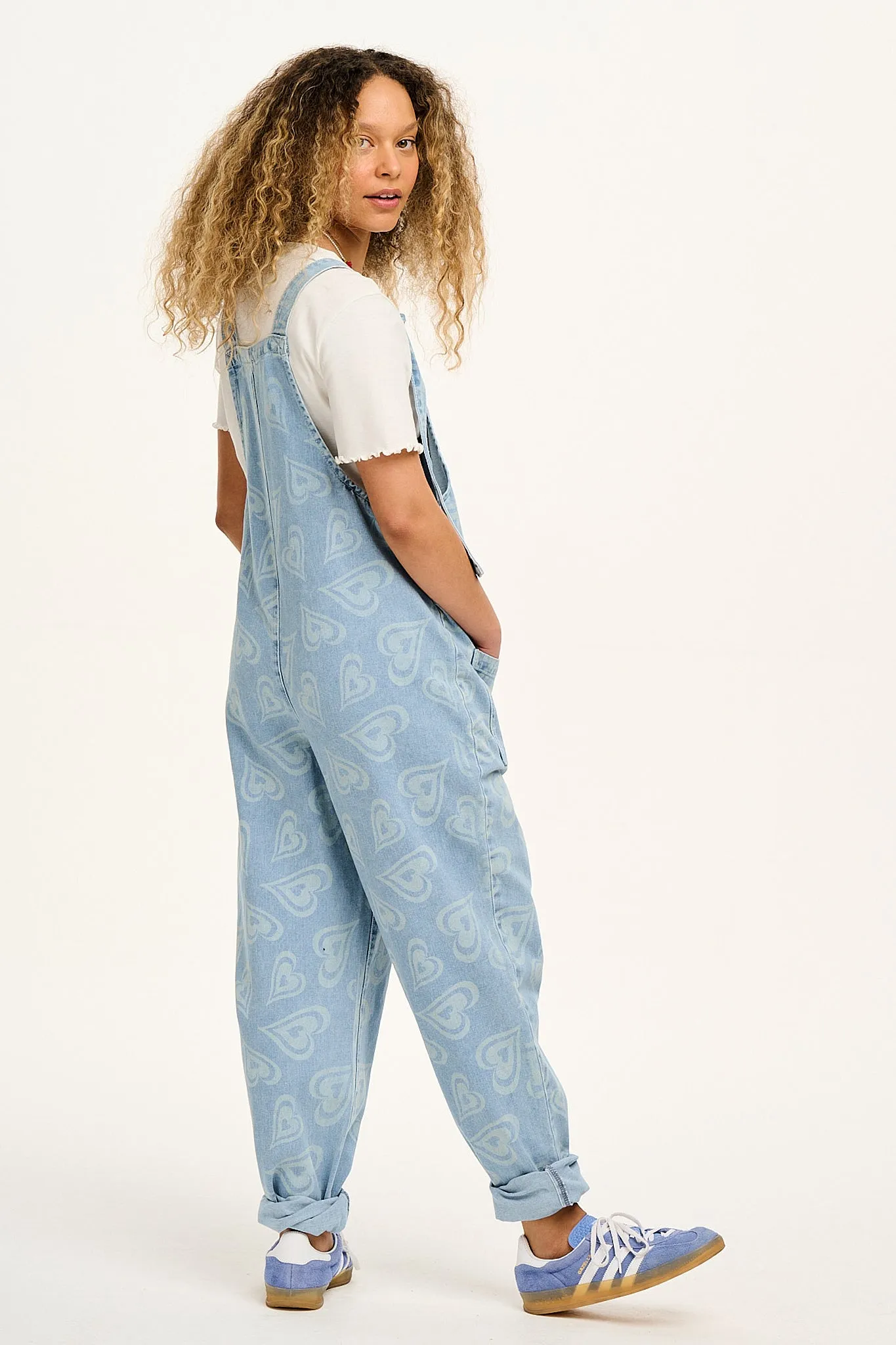 Original - Denim Dungaree in Light Wash Hearts sold by Lucy & Yak product image thumbnail 4