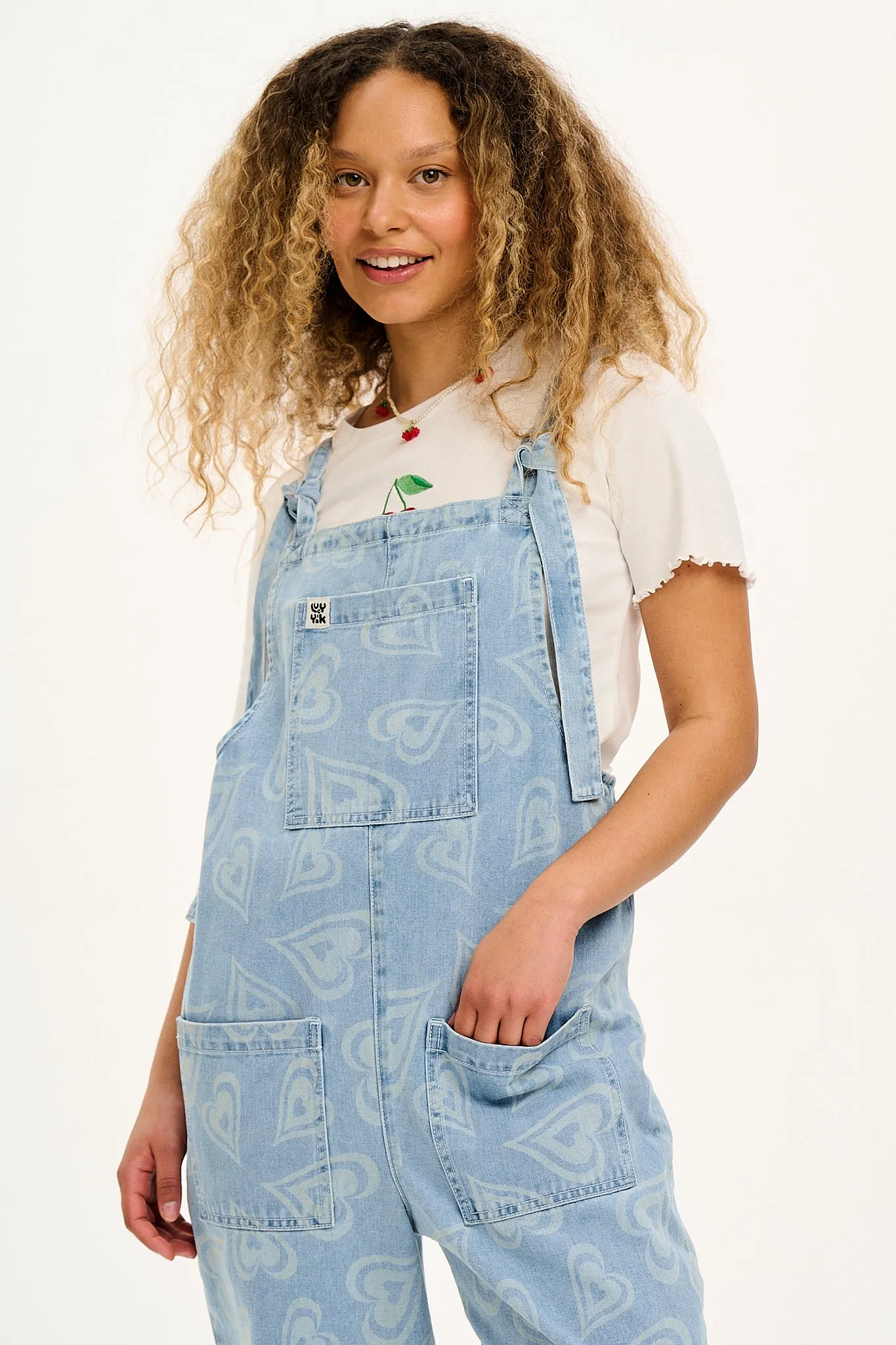 Original - Denim Dungaree in Light Wash Hearts sold by Lucy & Yak product image thumbnail 5