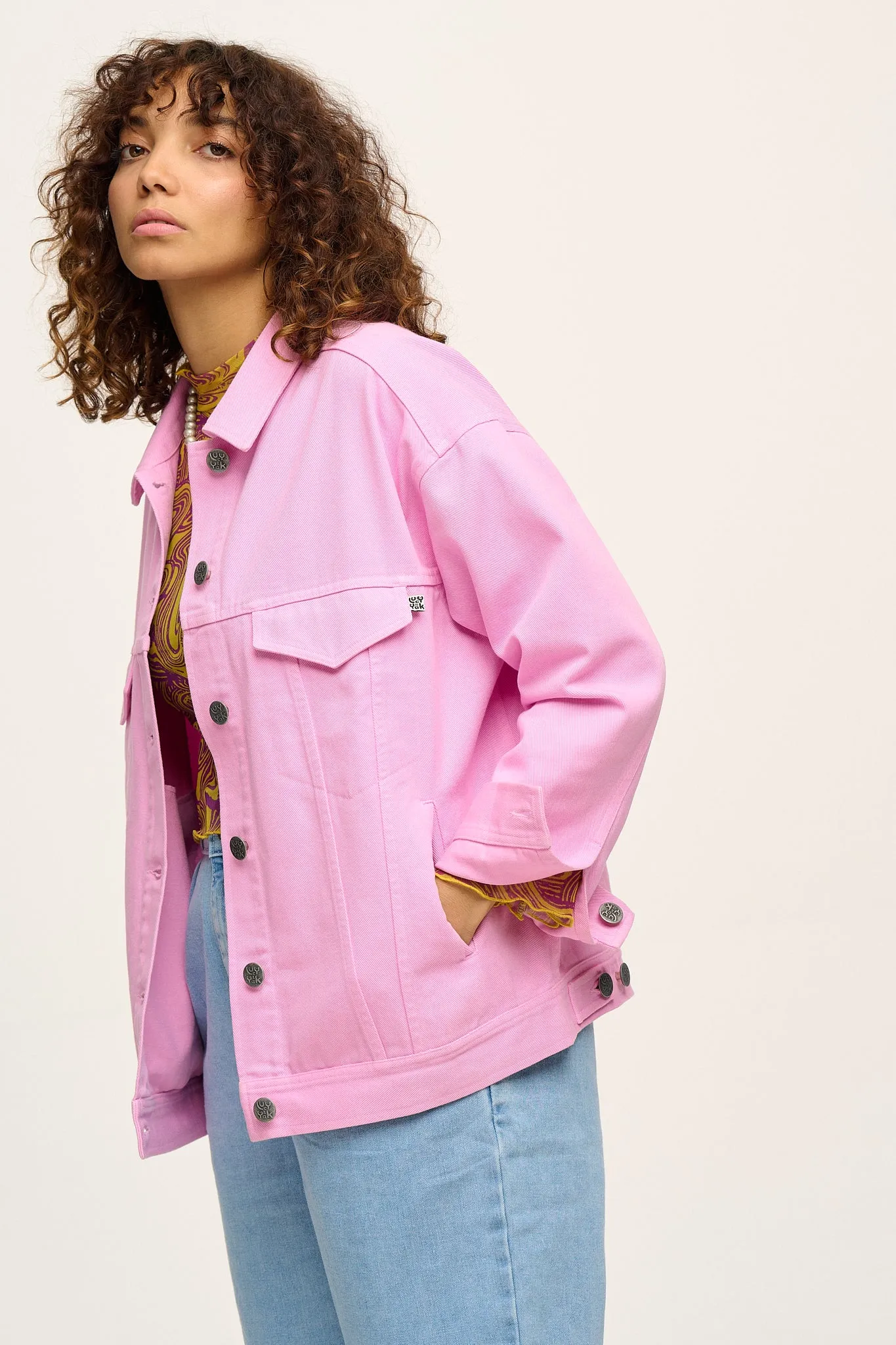 Callaway - Trucker Cotton Jacket in Pastel Lavender sold by Lucy & Yak