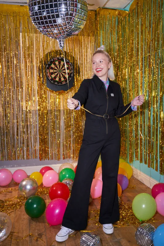 Maggie - Cotton Jumpsuit in Black sold by Lucy & Yak