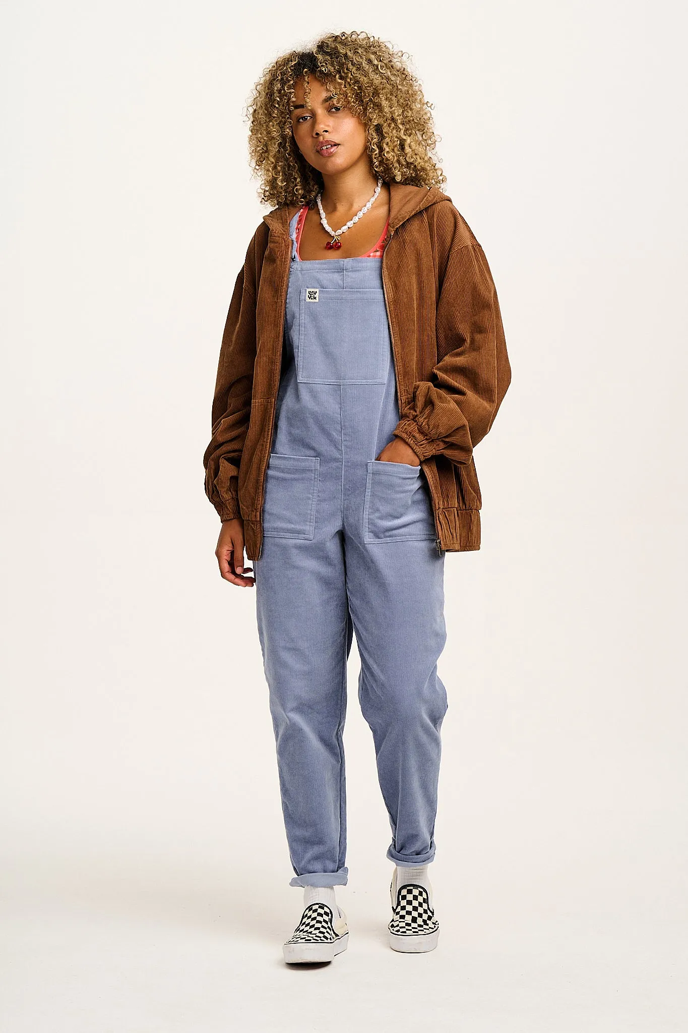 Original - Corduroy Dungarees in Powder Blue sold by Lucy & Yak