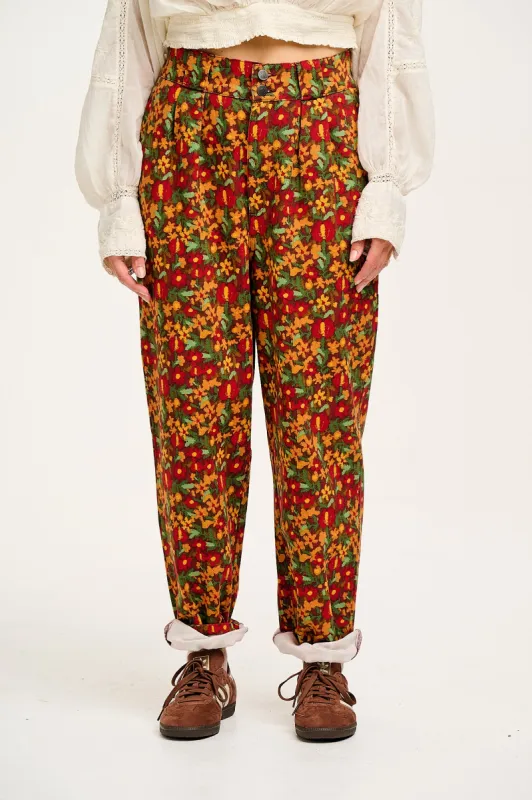Addison - Tapered Twill Trousers in Rodeo Floral Print sold by Lucy & Yak