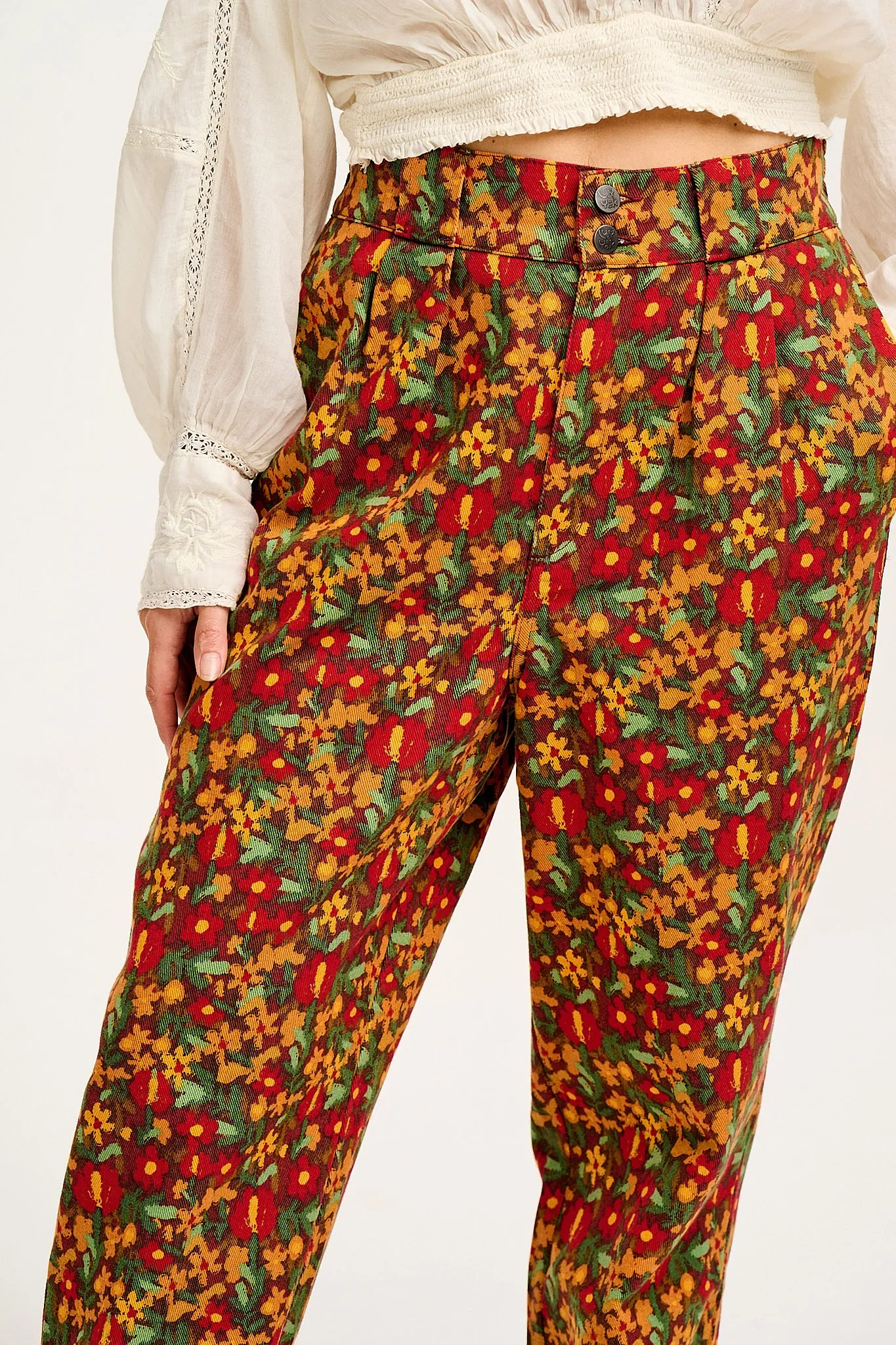 Addison - Tapered Twill Trousers in Rodeo Floral Print sold by Lucy & Yak product image thumbnail 3