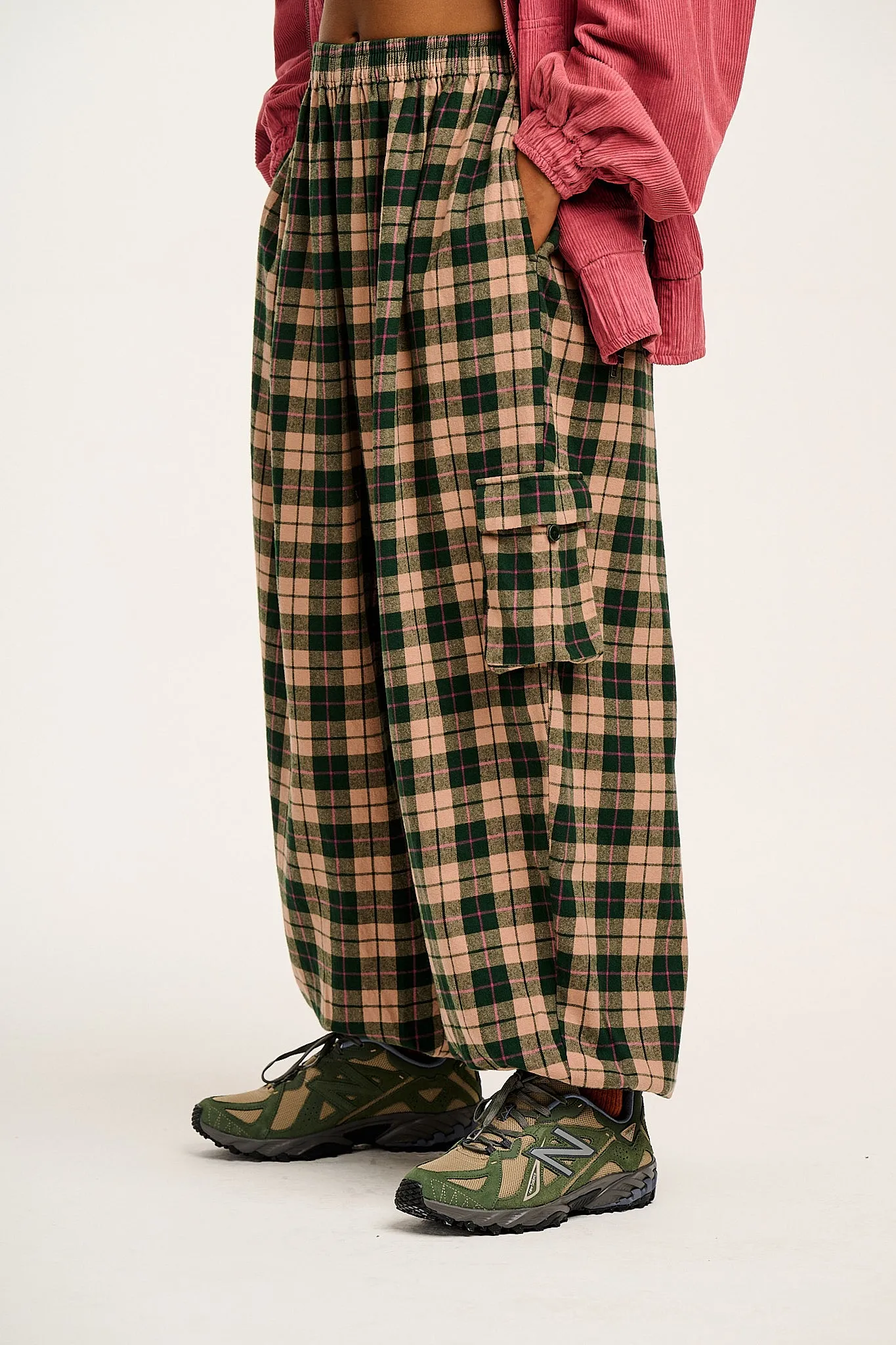 Rumi - Cargo Brushed Cotton Trousers in Annie Tartan Print sold by Lucy & Yak product image thumbnail 2