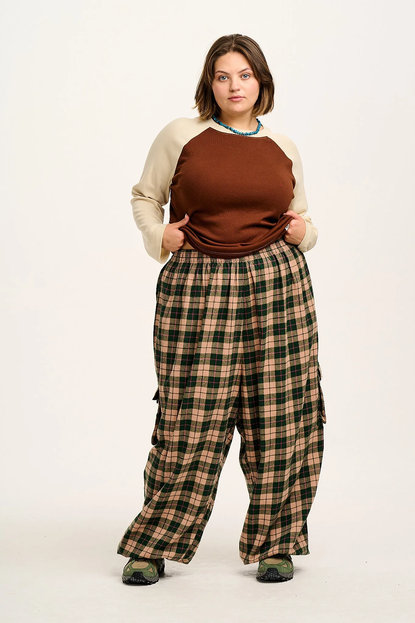 Rumi - Cargo Brushed Cotton Trousers in Annie Tartan Print sold by Lucy & Yak product image thumbnail 5