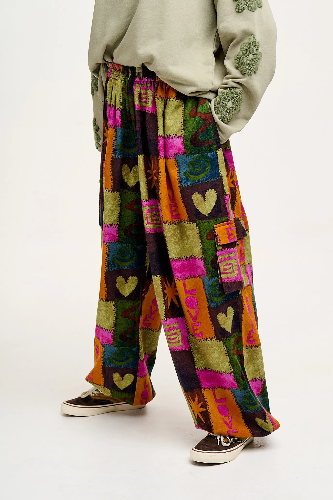 【PORTERNA】Rumi string trousers Rumi - Cargo Brushed Cotton Trousers in Courtney Patchwork