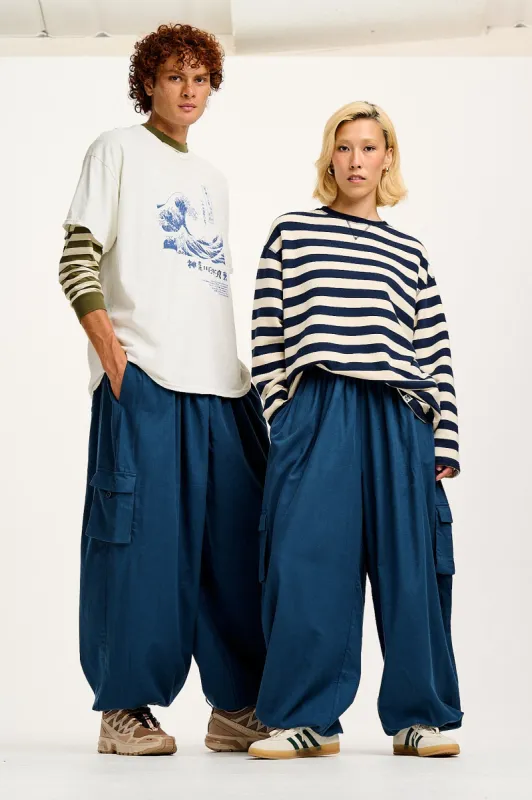 Rumi - Cargo Brushed Cotton Trousers in Deep Teal sold by Lucy & Yak