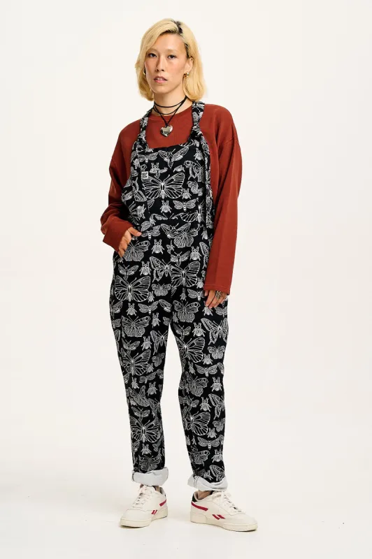 Reuben - Twill Dungarees in Papilio Print sold by Lucy & Yak