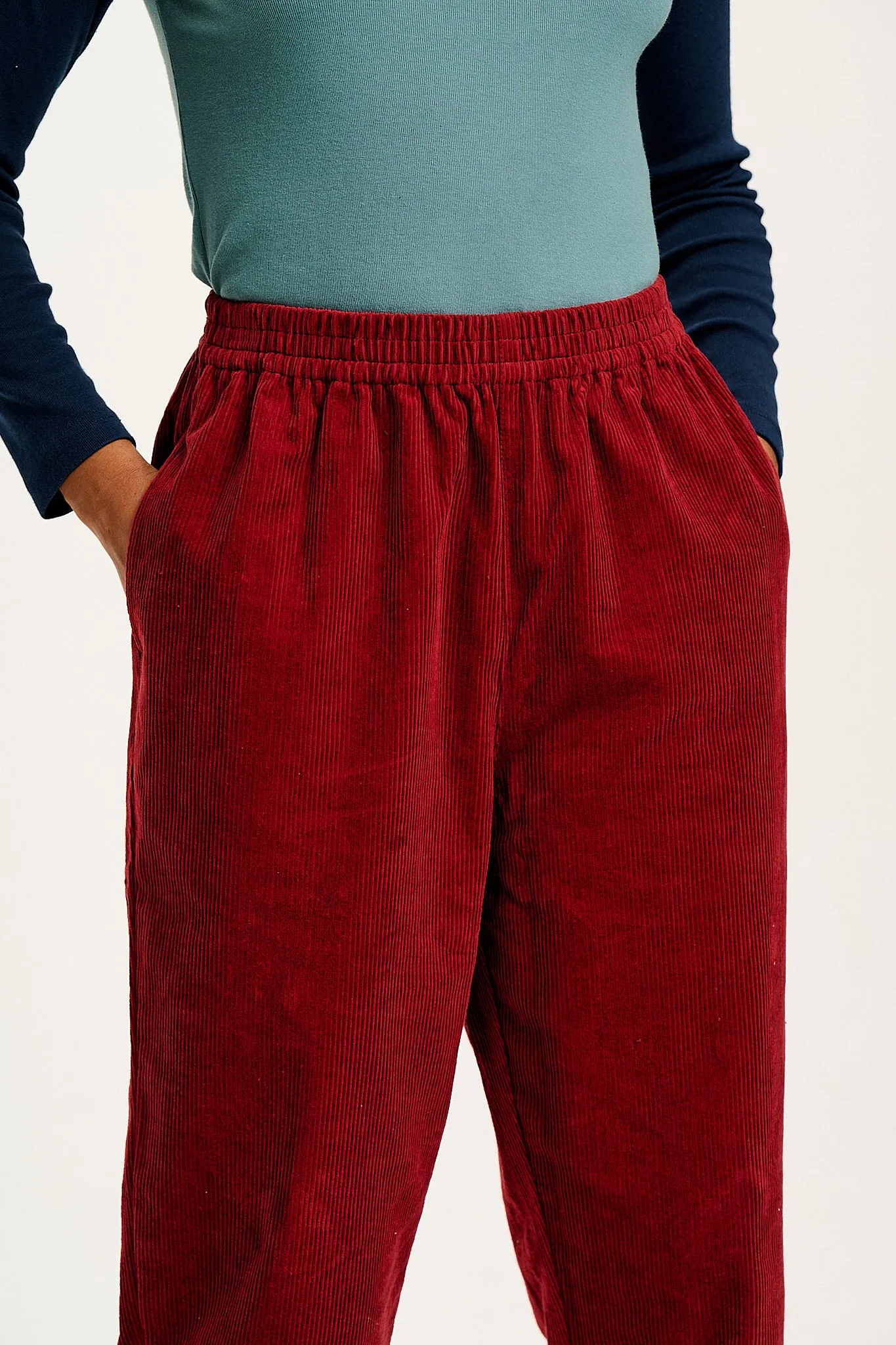 Billie - Corduroy Trousers in Maroon Red sold by Lucy & Yak product image thumbnail 2