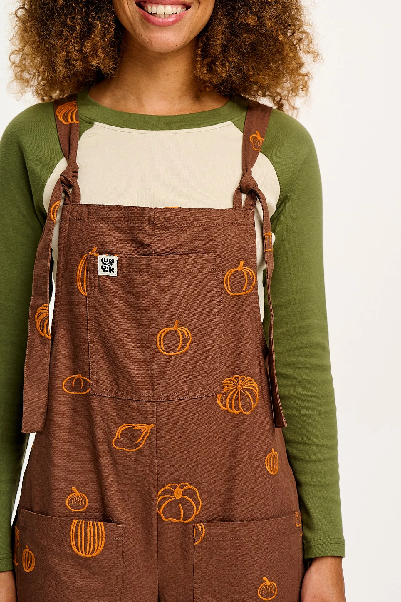 Original - Cotton Dungarees with Pumpkin Patch Embroidery sold by Lucy & Yak product image thumbnail 2