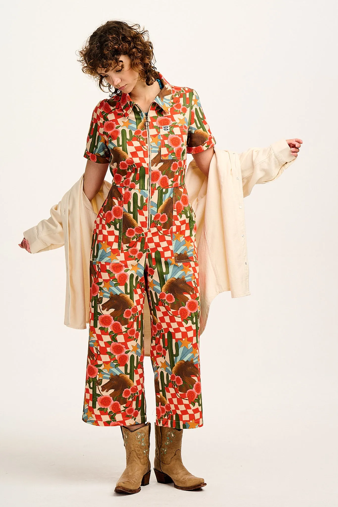 Ragan - Cotton Jumpsuit in Giddy Up Print sold by Lucy & Yak