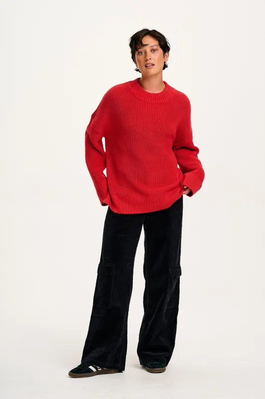 Amari - Oversized Knitted Sweater in Red sold by Lucy & Yak