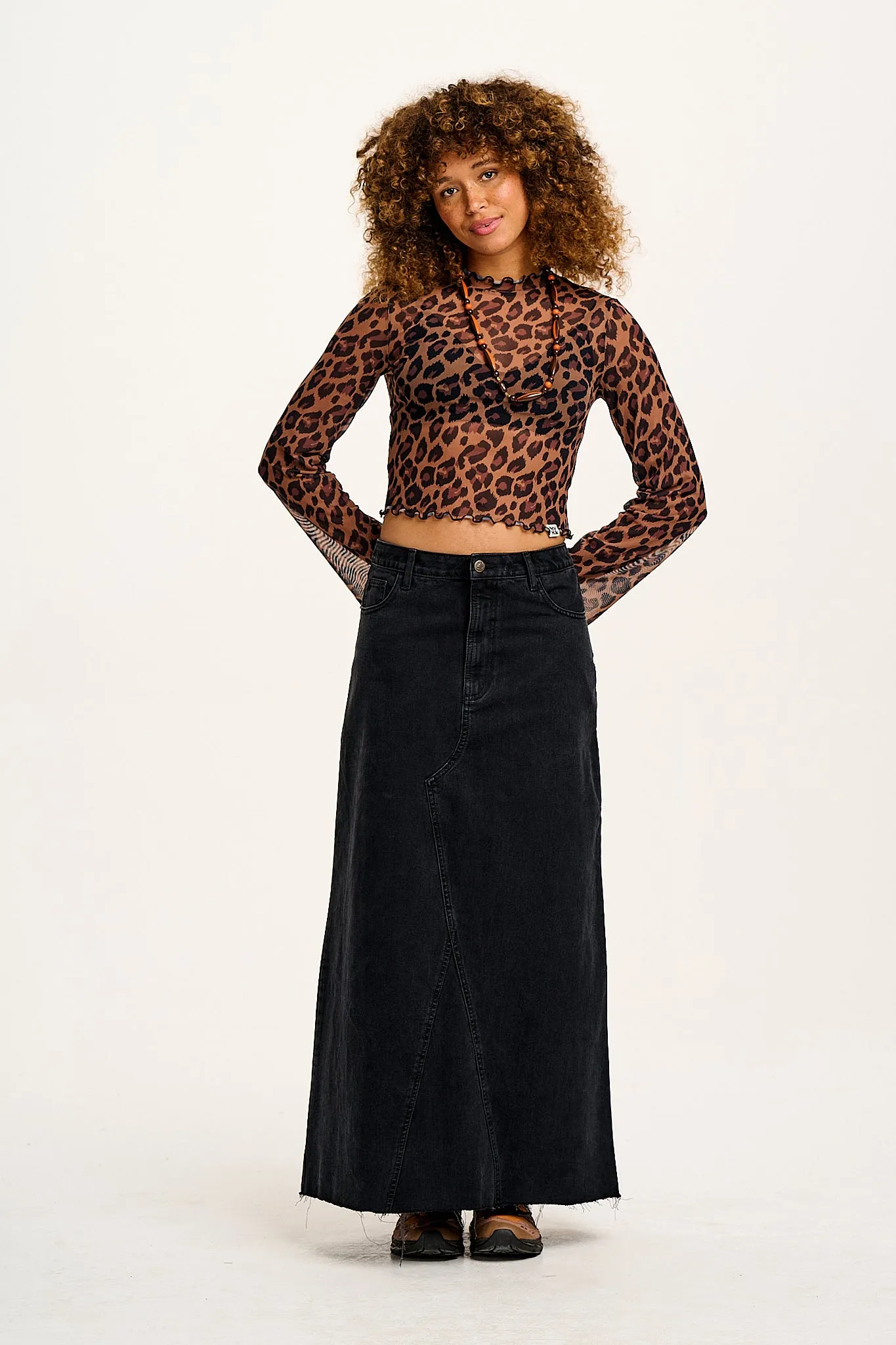 Perrie - Long Sleeve Mesh Top in Leopard Print sold by Lucy & Yak product image thumbnail 4