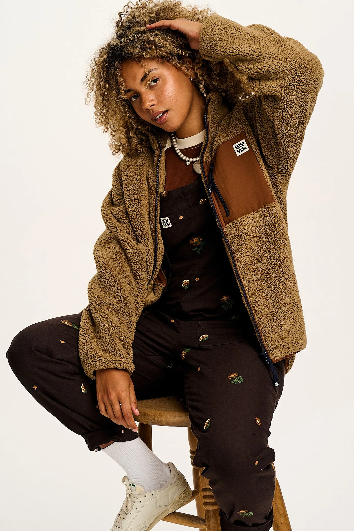 Original - Cotton Dungarees in Brown with Clara Embroidery sold by Lucy & Yak product image thumbnail 4