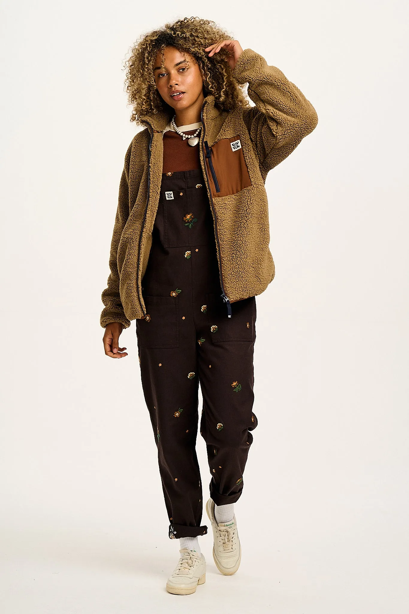 Original - Cotton Dungarees in Brown with Clara Embroidery sold by Lucy & Yak product image thumbnail 5