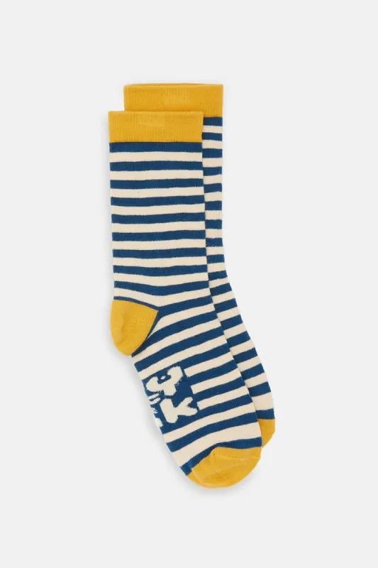 JoJo - Cotton Socks in Navy Stripe Print sold by Lucy & Yak