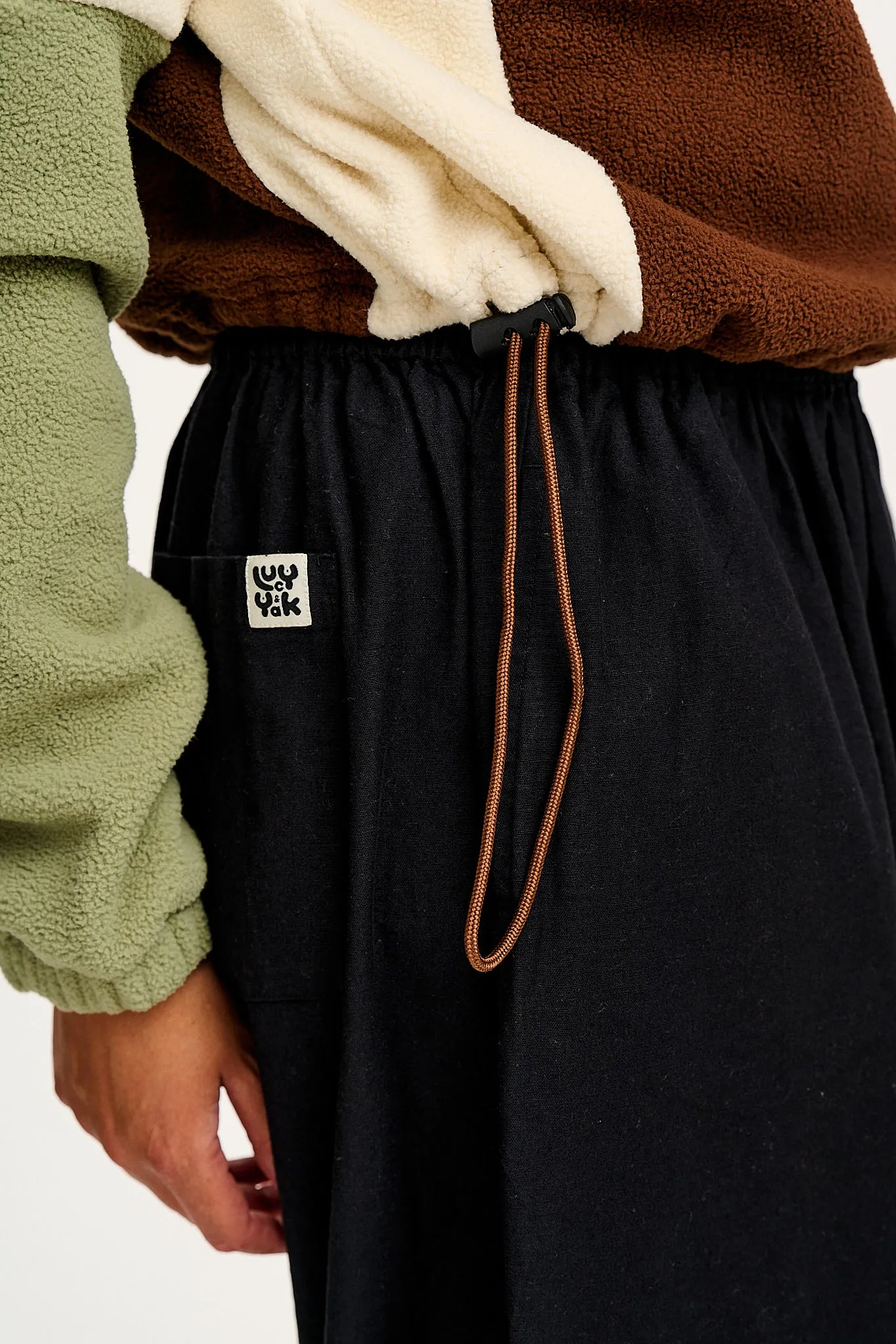 Blake - Cropped Polar Fleece in Cocoa, Cream & Sage sold by Lucy & Yak product image thumbnail 5