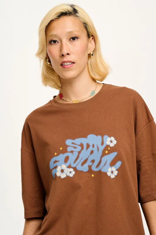 Benny - Oversized Cotton Tee in Stay Soulful Print sold by Lucy & Yak
