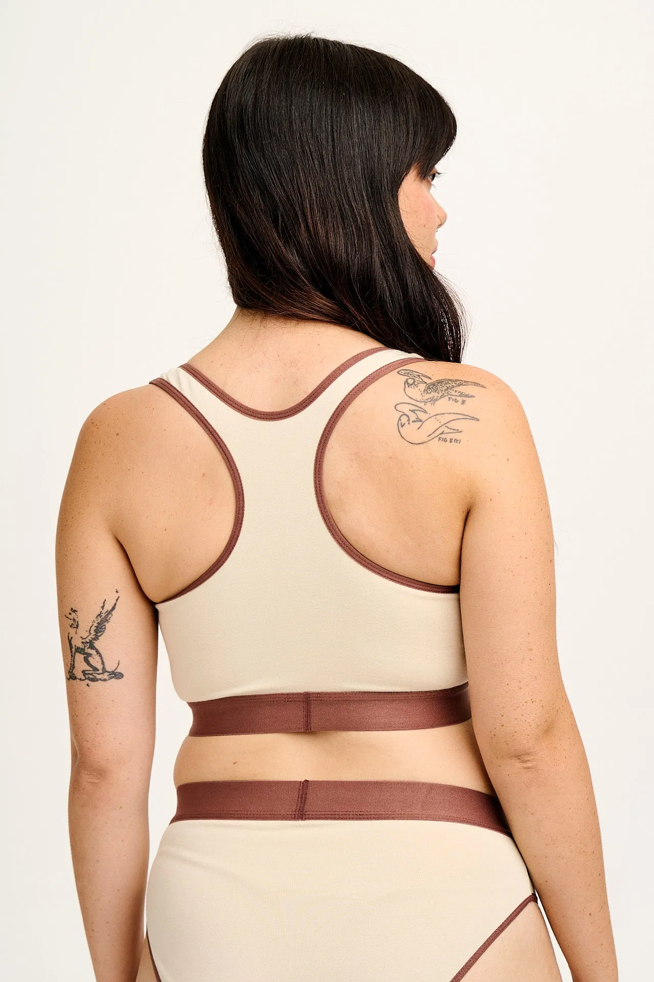 Iona - Cotton & Bamboo Racer Back Crop Top in Ecru sold by Lucy & Yak product image thumbnail 2