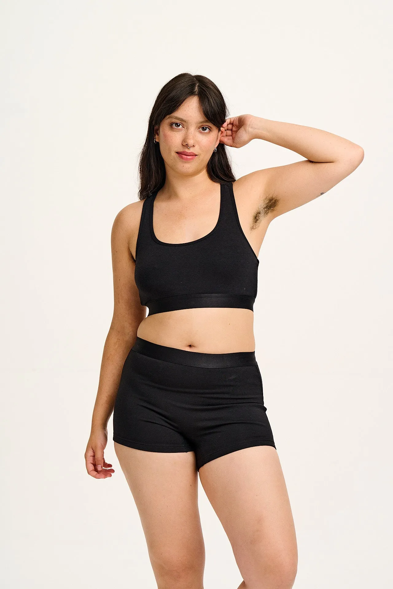 Iona - Cotton & Bamboo Racer Back Crop Top in Black sold by Lucy & Yak product image thumbnail 4