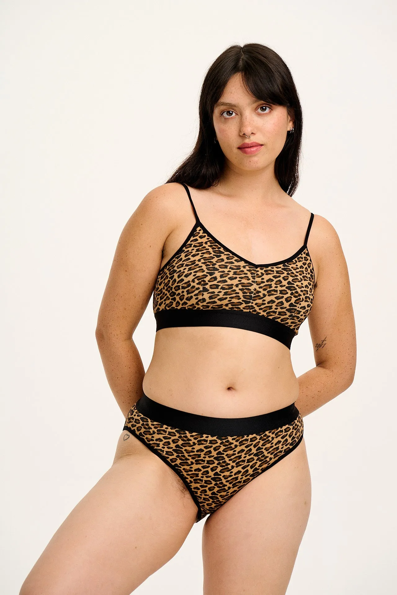 Ruby - Crop Top Cotton & Bamboo Bralette in Leopard Print sold by Lucy & Yak product image thumbnail 4