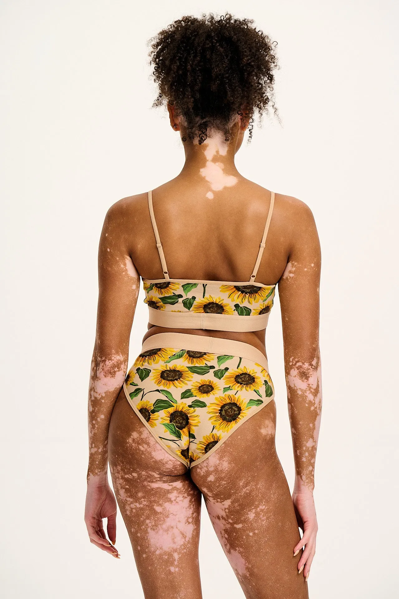 Cora - Cotton & Bamboo Bikini Pant in Cream Sunflower Print sold by Lucy & Yak product image thumbnail 5