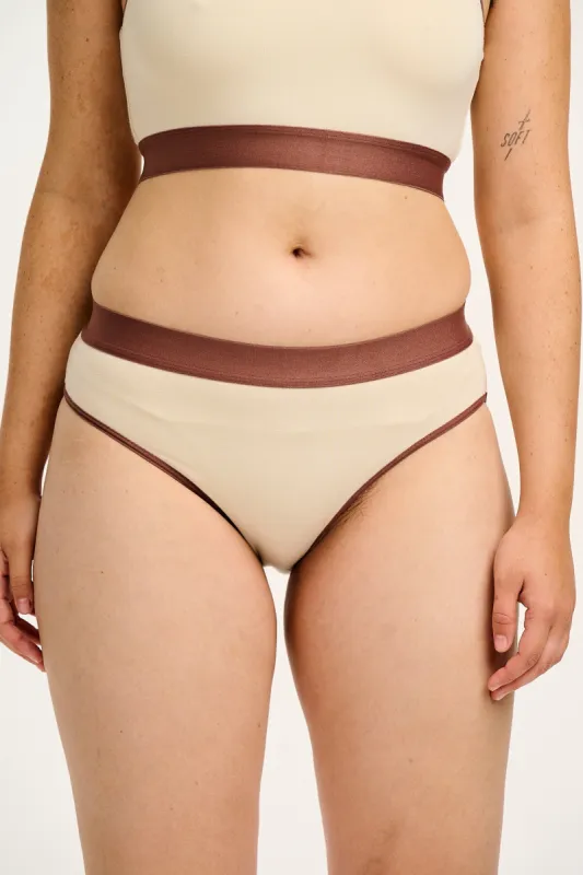 Cora - Cotton & Bamboo Bikini Pant in Ecru sold by Lucy & Yak