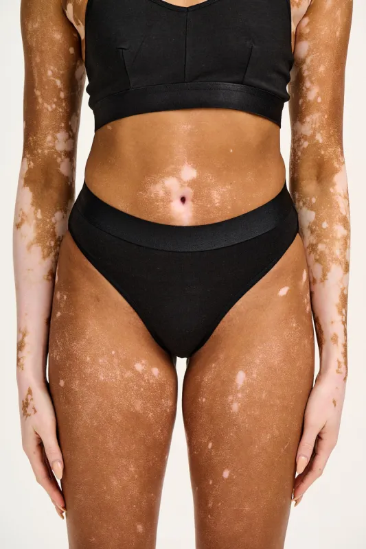 Cora - Cotton & Bamboo Bikini Pant in Black sold by Lucy & Yak