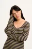Eli - Relaxed Waffle Jumpsuit in Green & Purple Stripe sold by Lucy & Yak