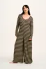 Eli - Relaxed Waffle Jumpsuit in Green & Purple Stripe sold by Lucy & Yak