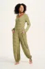 Eli - Relaxed Waffle Jumpsuit in Green Stripe sold by Lucy & Yak